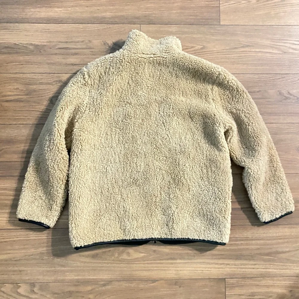 Anine Bing Ryder Jacket Sherpa Women's Med Tan Black Full Zip Pockets‎